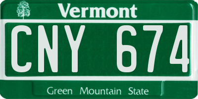 VT license plate CNY674