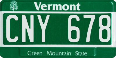 VT license plate CNY678