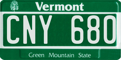 VT license plate CNY680