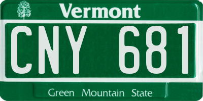 VT license plate CNY681