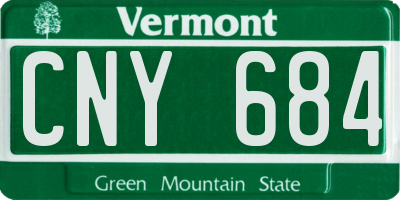 VT license plate CNY684