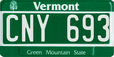 VT license plate CNY693