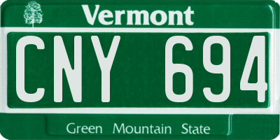 VT license plate CNY694