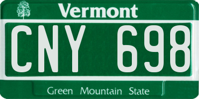 VT license plate CNY698