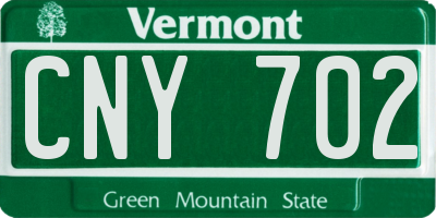 VT license plate CNY702