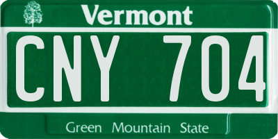 VT license plate CNY704