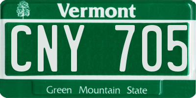 VT license plate CNY705