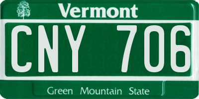 VT license plate CNY706