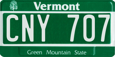 VT license plate CNY707