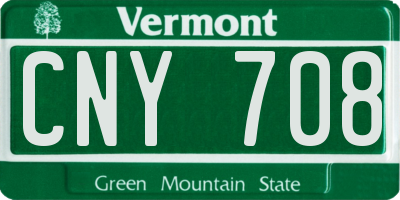 VT license plate CNY708