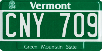 VT license plate CNY709