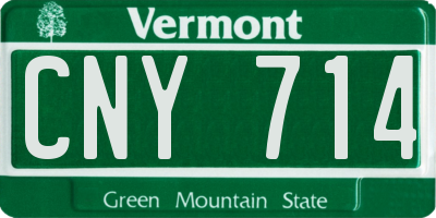 VT license plate CNY714