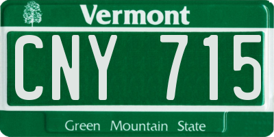 VT license plate CNY715