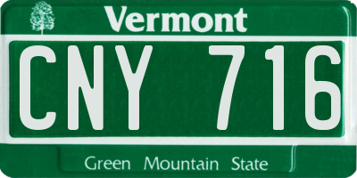 VT license plate CNY716