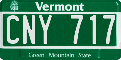 VT license plate CNY717