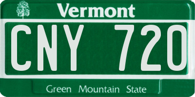 VT license plate CNY720
