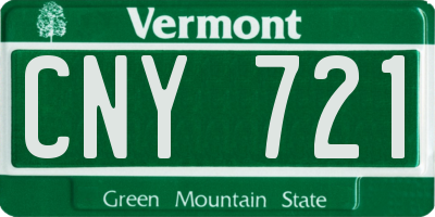 VT license plate CNY721
