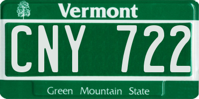 VT license plate CNY722