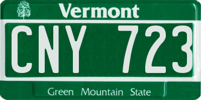 VT license plate CNY723