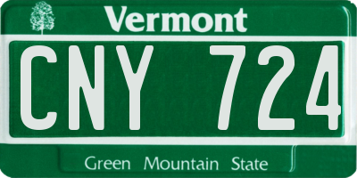 VT license plate CNY724