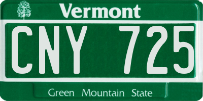 VT license plate CNY725
