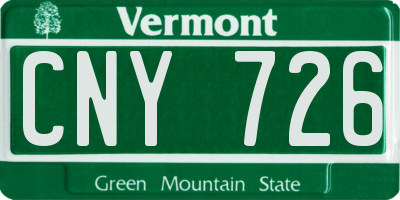 VT license plate CNY726