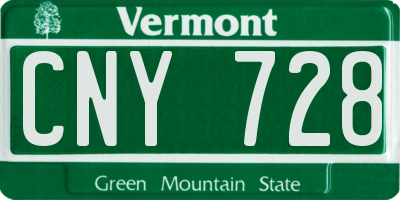 VT license plate CNY728