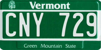 VT license plate CNY729