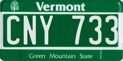 VT license plate CNY733