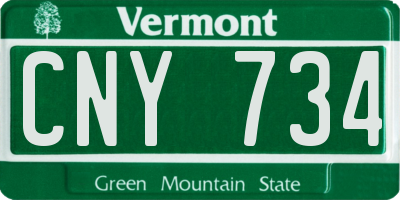 VT license plate CNY734