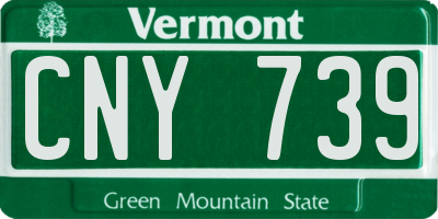 VT license plate CNY739