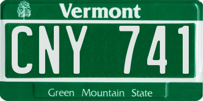 VT license plate CNY741