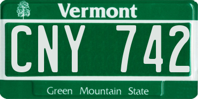 VT license plate CNY742
