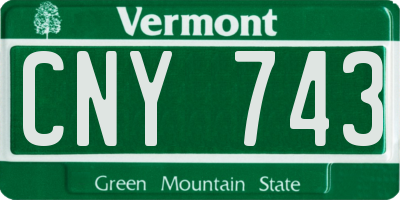 VT license plate CNY743