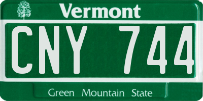 VT license plate CNY744