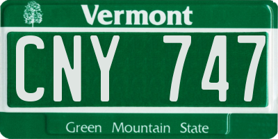 VT license plate CNY747