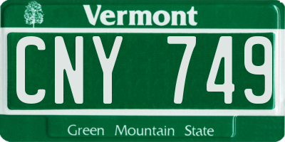 VT license plate CNY749