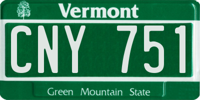 VT license plate CNY751