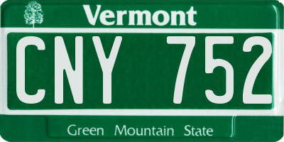 VT license plate CNY752