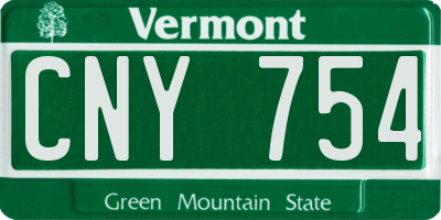 VT license plate CNY754