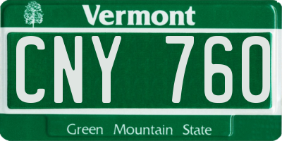 VT license plate CNY760