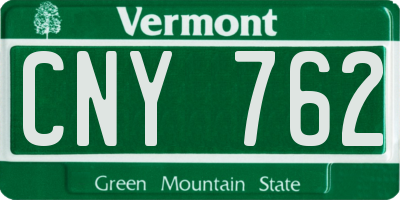 VT license plate CNY762