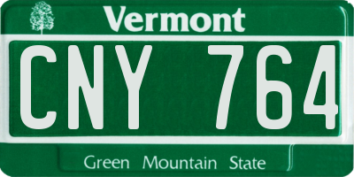 VT license plate CNY764