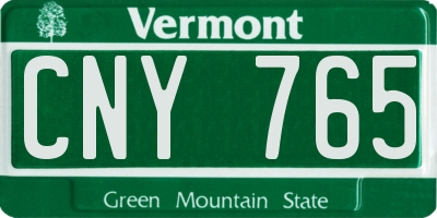 VT license plate CNY765