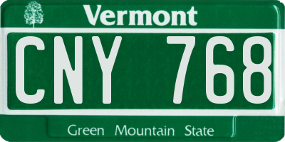 VT license plate CNY768