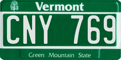 VT license plate CNY769