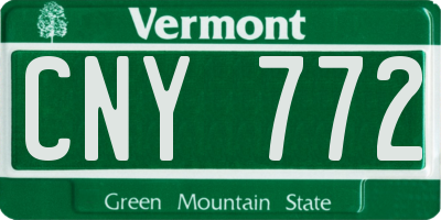 VT license plate CNY772