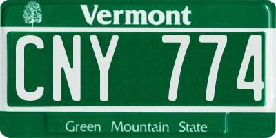 VT license plate CNY774