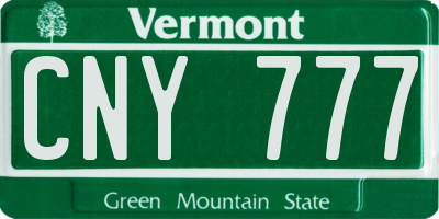VT license plate CNY777