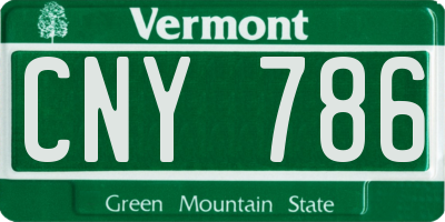 VT license plate CNY786